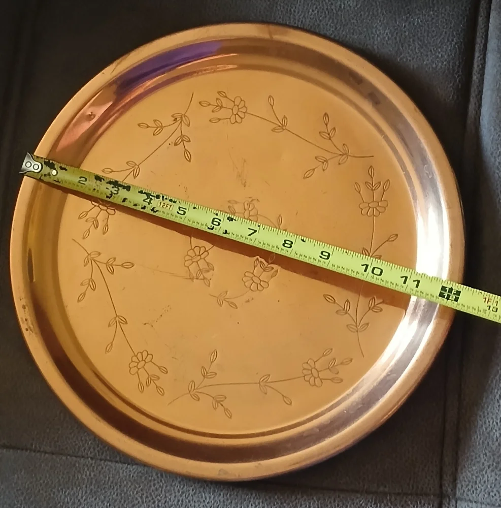 Vintage Princess House No. 301 Floral Engraved Copper Serving Tray